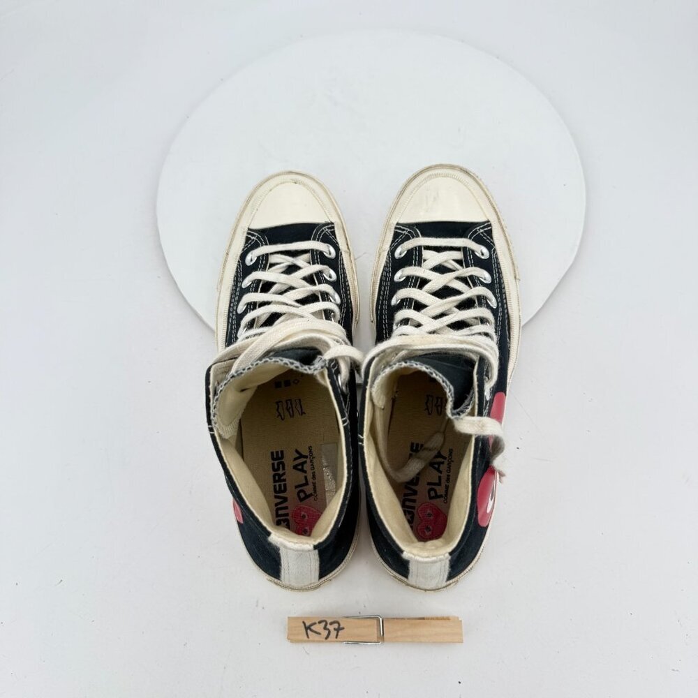 Converse Comme des Garçons Play x Chuck 70 Hi Women Size 9 black Red Shoes - Picture 9 of 11